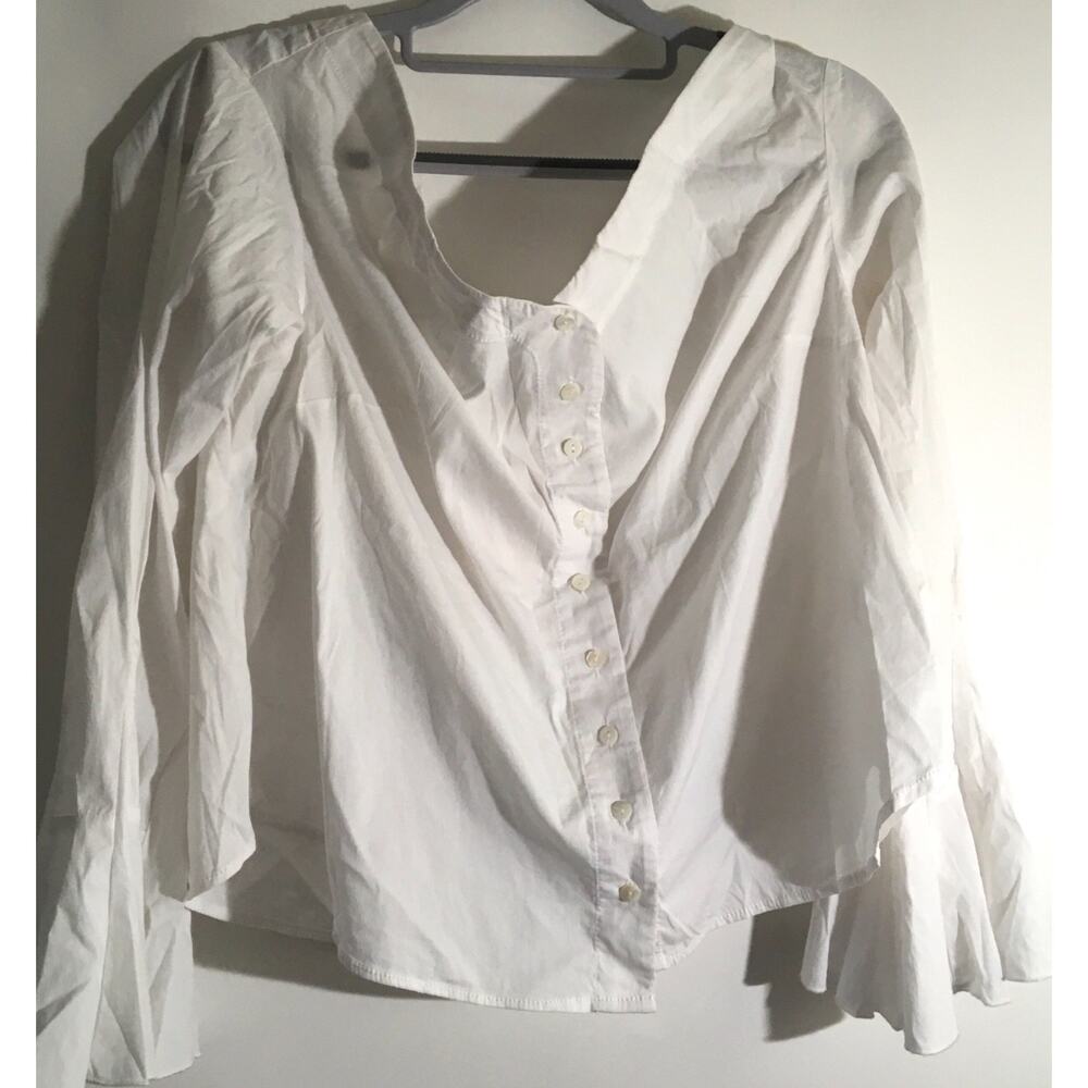FREE PEOPLE March To The Beat Women’s Size Medium White Off -The Shoulder Top - Picture 3 of 5